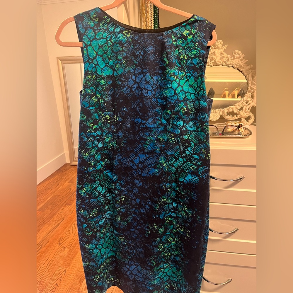 T.Tahari multi colored , straight cut dress.
